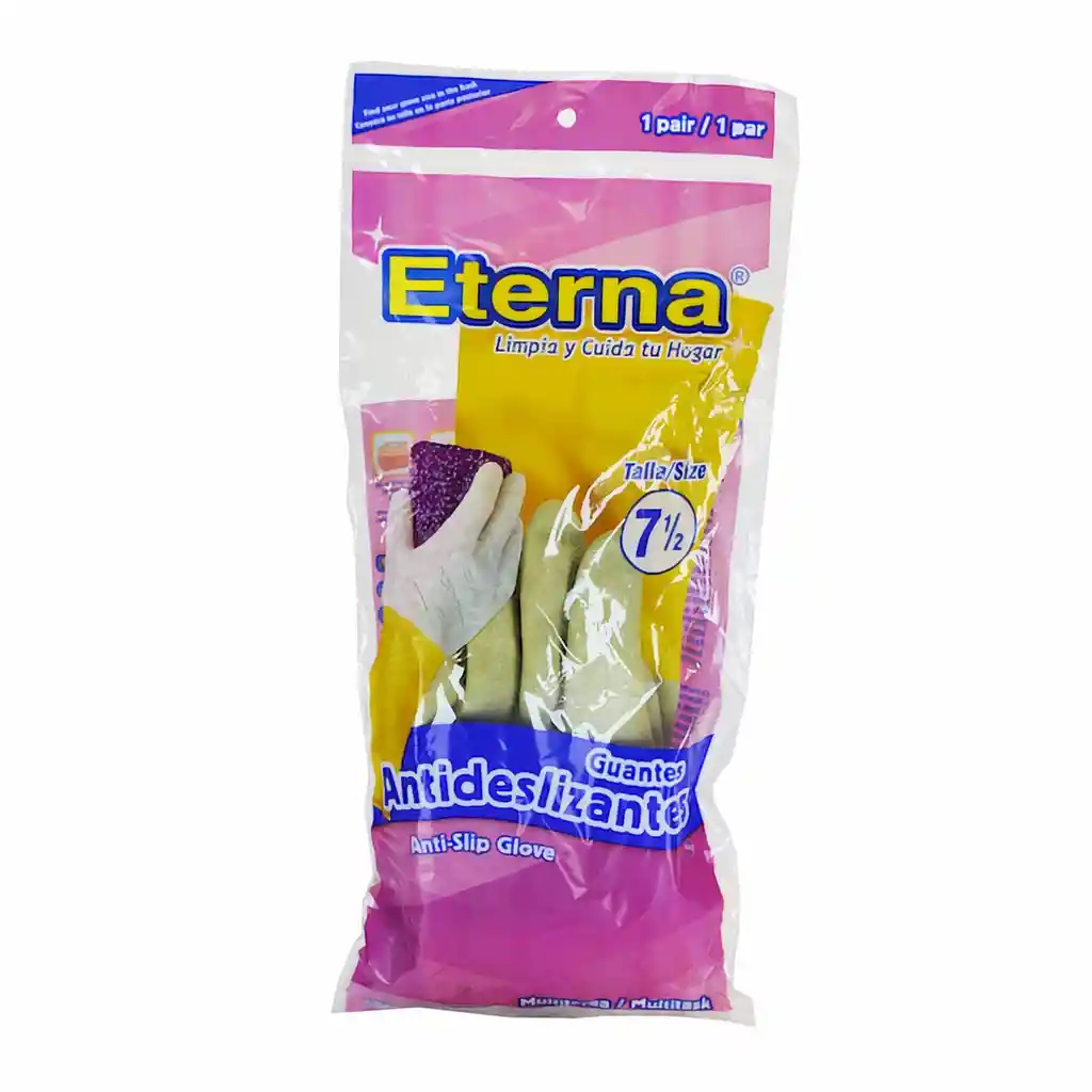 Eterna Guante Antideslizante Corrugado Palma Amarillo 7 1/2
