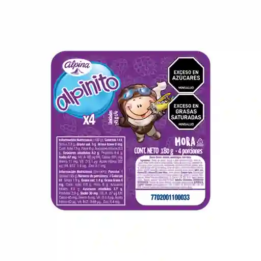 Alpinito Postre Lácteo Petit Suisse Sabor a Mora