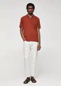 Camiseta Polo Lino Terracota Talla XXL Hombre Mango