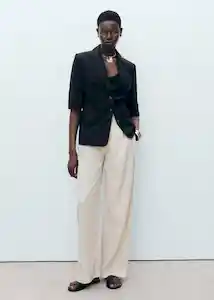 Pantalón Maneli Piedra Talla 40 Mujer Mango