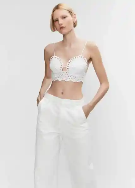 Top Schiffly Blanco Talla L Mujer Mango