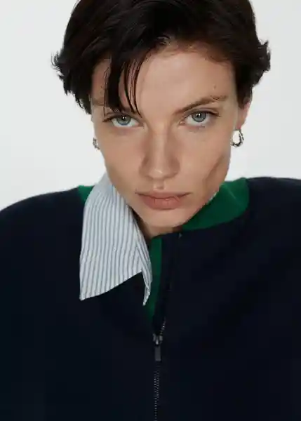 Chaqueta Cazadora Tricot Chaito Navy Talla XL Mujer Mango