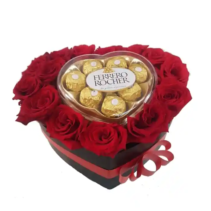 Chocolates Corazon De Rosas Con Ferrero