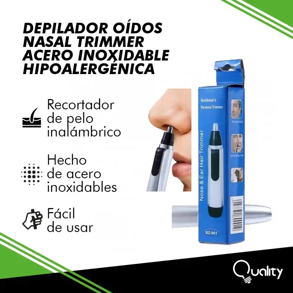 Depilador Oidos y Nasal Trimmer Acero Inoxidable Hipoalergénica