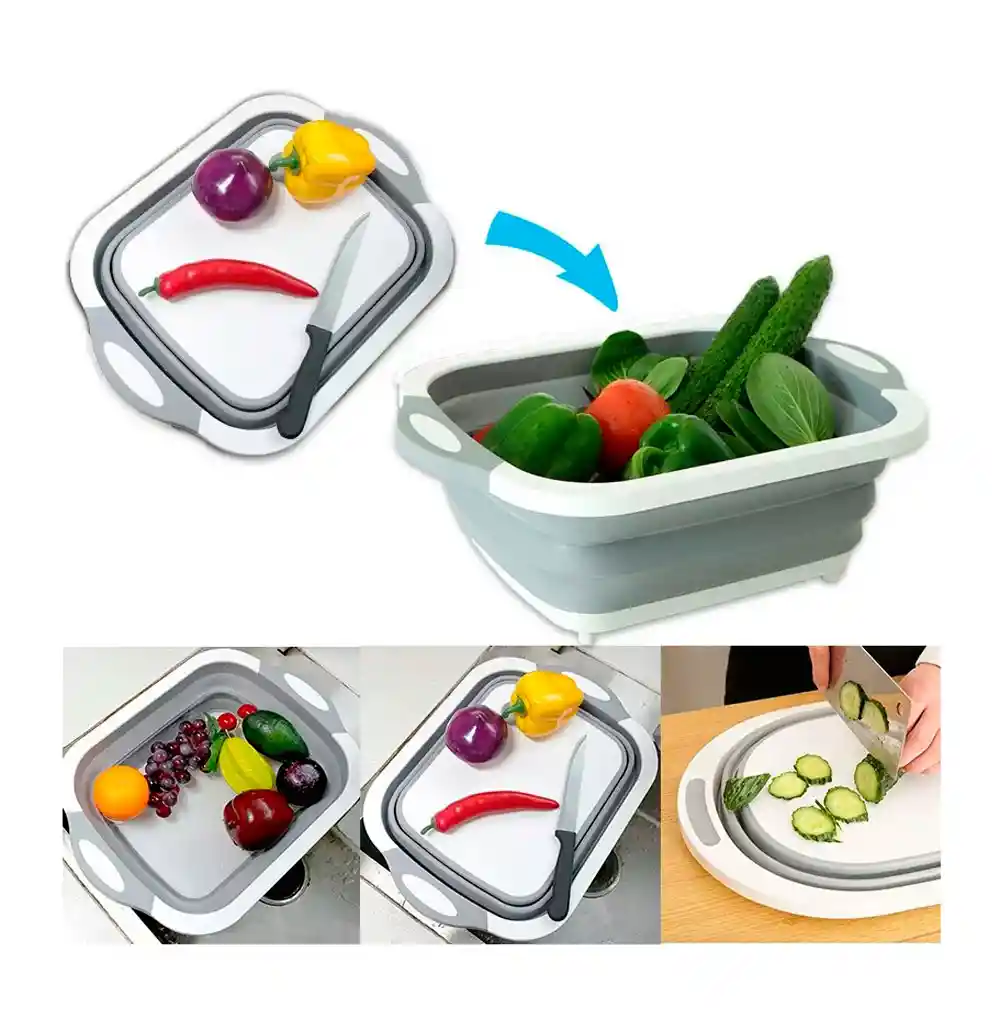 Tabla De Cocina para Picar Cortar Plegable Lavar colar almacenar