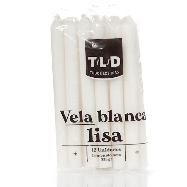 T/L/D Vela Blanca Lisa para Todos los Días 12 und