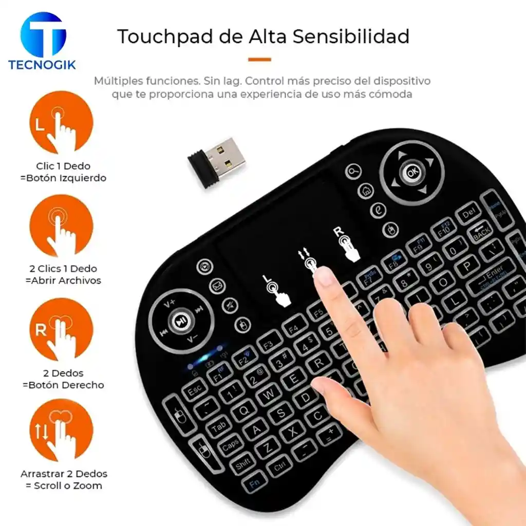 Mini Teclado Inalámbrico con Panel Táctil 