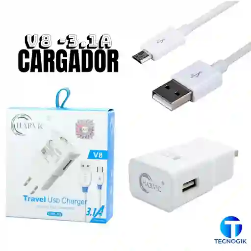 Cargador Carga Rapida Harvic 3.1A V8 - Android