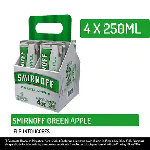 Coctel Smirnof Ice Green Apple 250mL - 4Pack