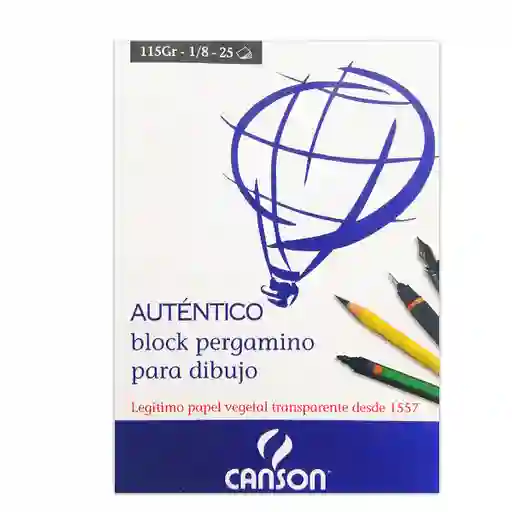 Block Pergamino Para Dibujo De 1/8 115 Gr X 25 Hojas.