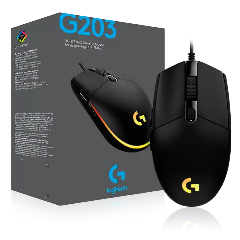 Mouse Gamer Logitech G203 Negro RGB