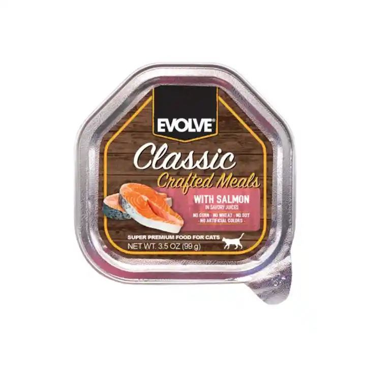 EvolveCat Classic Bandeja Crafted Meals Salmon - 3.5 Oz - 99 Gr