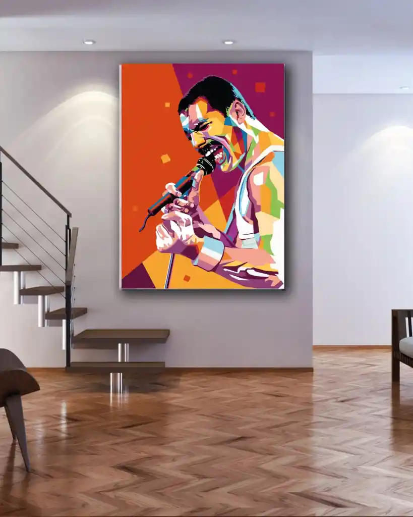 Kit Lienzo con diseño enumerado de 60*40 cms, Bastidor en Madera Freddy Mercury