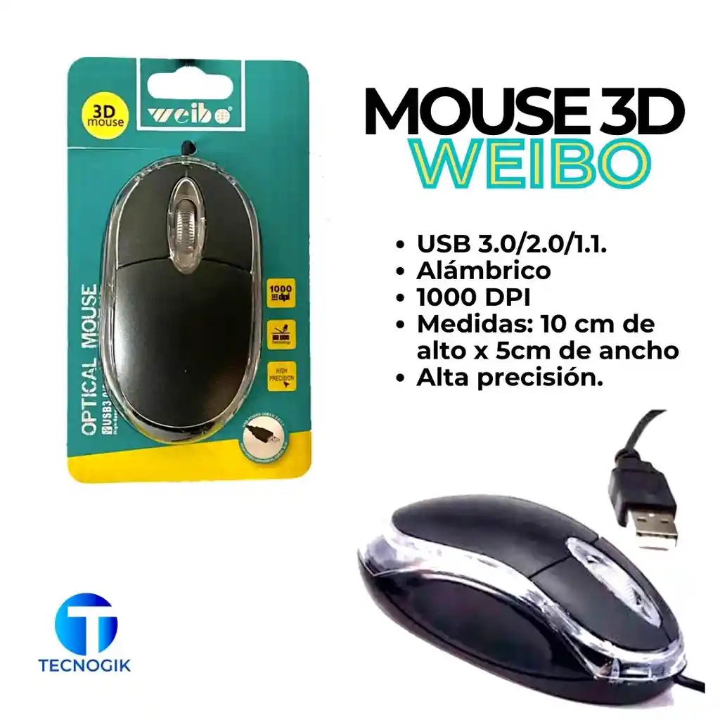MOUSE OPTICO USB PARA COMPUTADOR 3D