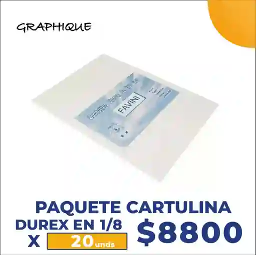 Paquete cartulina durex en 1/8 x 20