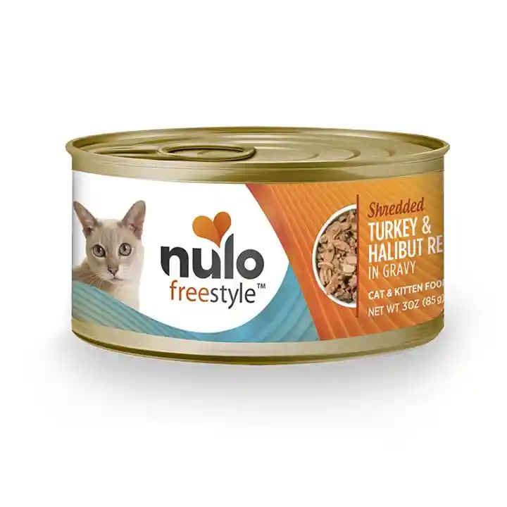 NuloCat Fs Grain Free Shredded-Tirillas Turkey & Halibut Lata 3 Oz - 85 Gr