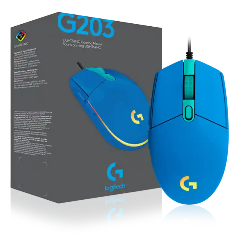 Mouse Gamer Logitech G203 Azul RGB