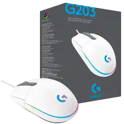 Mouse Gamer Logitech G203 Blanco RGB