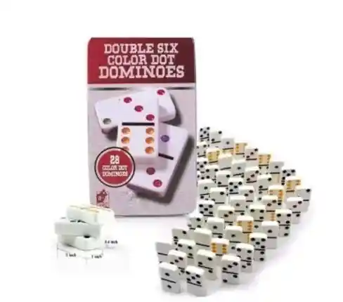 DOMINO CAJA METALICA DOUBLE SIX COLOR DOT DOMINOES