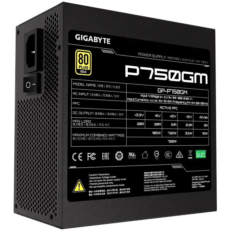 Gigabyte Fuente De Poder P750Gm 750W 80 Plus Gold