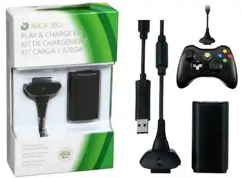 Xbox Kit Carga Y Juega Para Control 360 Pila Bateria Y Cable