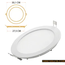 Panel Led Redondo Incrustar 24W Luz Blanco 