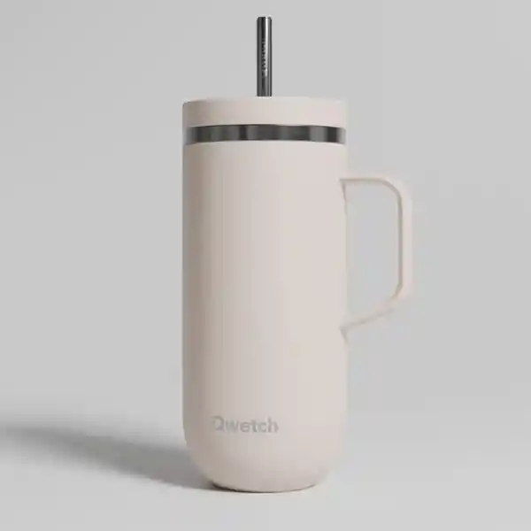 Qwetch Vaso Cold Cup Con Asa Isotérmico Beige 600 mL