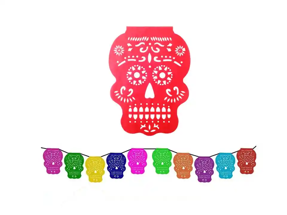 Guirnalda De Papel Mexicano De Calaveras 4 Metros