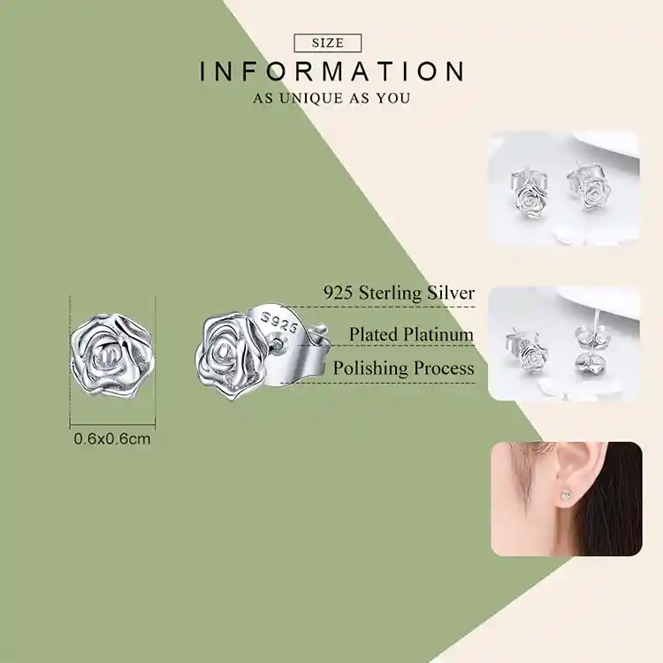 Aretes Pendientes Para Mujer Rosas Fabricados En Plata 925