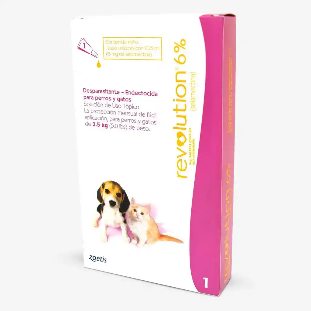 Revolution 6% (rosado) para perros y gatos de 2.5kg