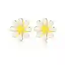 Aretes Topos Mujer Flor Margarita Fabricados En Plata 925