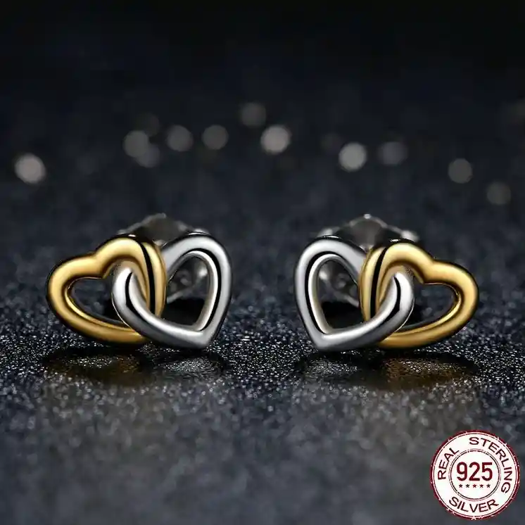 Aretes Topos Corazones Para Mujer Fabricados En Plata 925