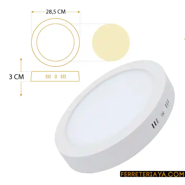 Panel Led Redondo Sobreponer 24W Luz Calida