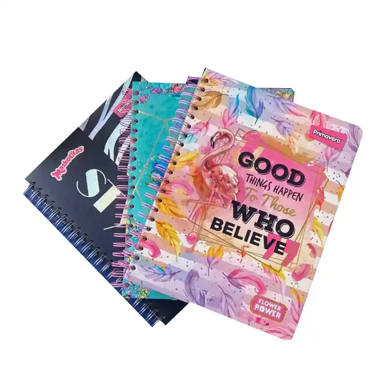 Cuaderno Argolla Cuadros Mujer Tamaño 85 Pasta Dura 80 Hojas - Diferentes Motivos