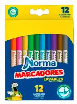 Norma Caja De Plumones Marcadores Lavables X 12 Unds