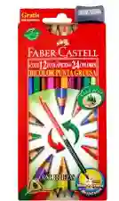 Caja de Colores DOBLE PUNTA Faber-Castell - X12 Lapices = 24 Colores +Tajalapiz