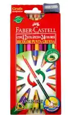 Caja de Colores DOBLE PUNTA Faber-Castell - X12 Lapices = 24 Colores +Tajalapiz