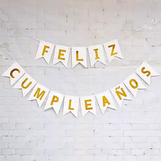 Banderin Feliz Cumpleaños Blanco