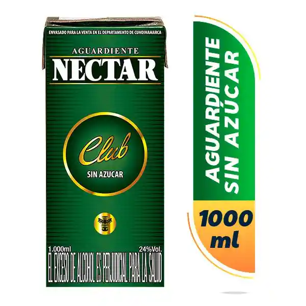 Nectar Aguardiente Verde Litro 1000Ml.