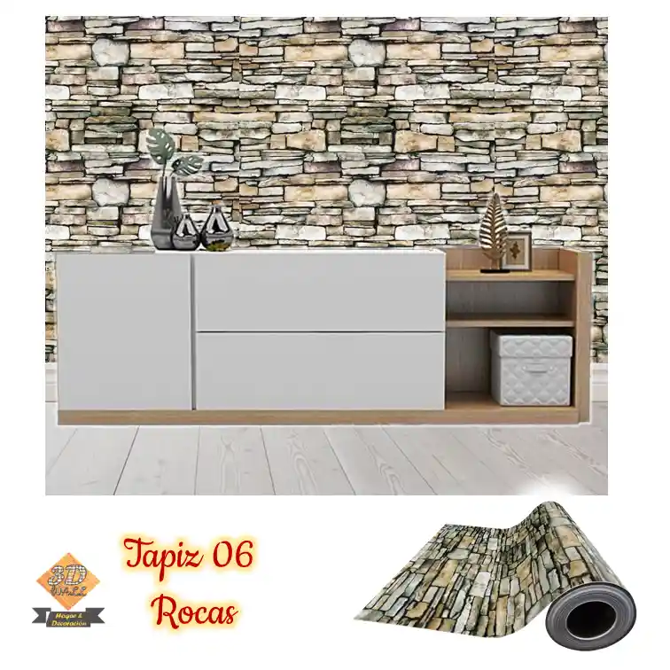 Rollo papel adhesivo decorativo 2,5MTS X70cm rocas