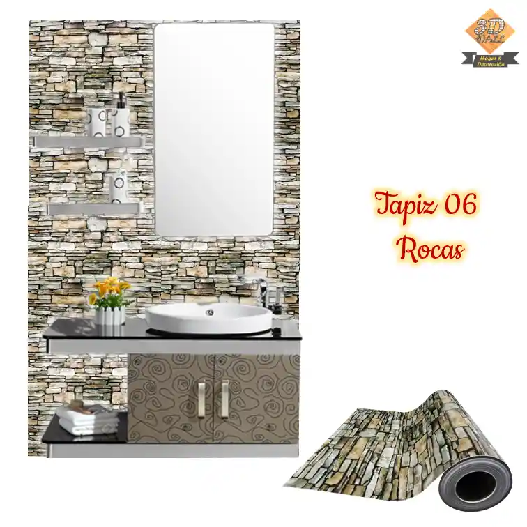 Rollo papel adhesivo decorativo 2,5MTS X70cm rocas