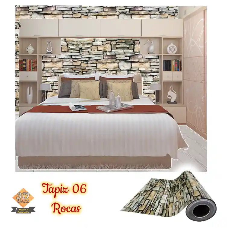 Rollo papel adhesivo decorativo 2,5MTS X70cm rocas