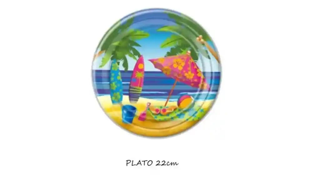 plato desechable cartón playa 8piezas 