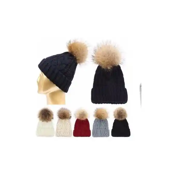 Gorro Unisex Con Pompon Bola Fashion Frío En Lana Fina 14500