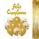 Kit Decoración Cumpleaños Clásico Dorado