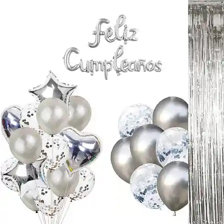 Kit Decoración Cumpleaños Plata