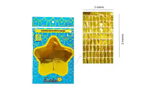Cortina Metalizada Fiesta 1 Mt X 2 Mt Cuadros Backing Dorado