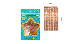 Cortina Metalizada Fiesta 1 Mt X 2 Mt Cuadros Backing Oro Rosa