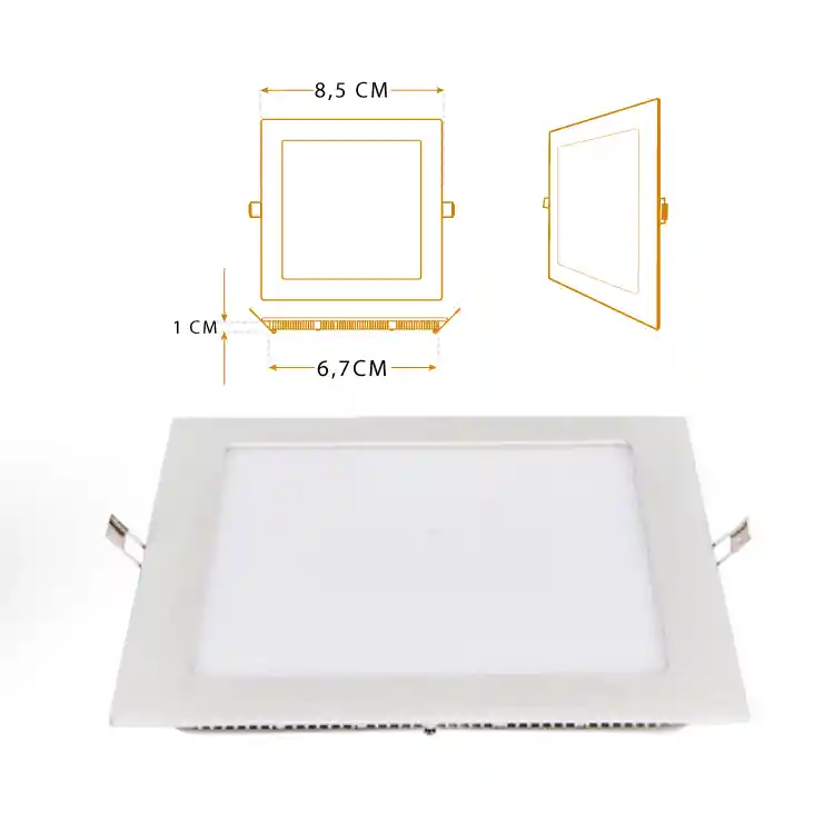 Panel Led Cuadrado Incrustar 3W Luz Blanca 