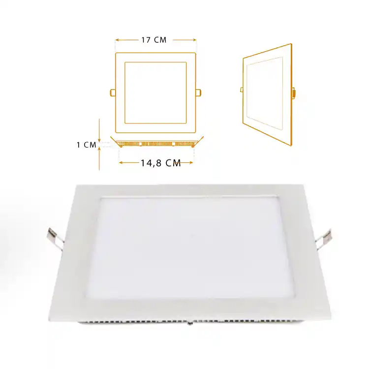 Panel Led Cuadrado Incrustar 12W Luz Blanca 